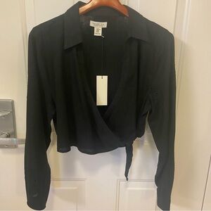 Rachel Zoe Crop Top with Eyelet on Sleeves